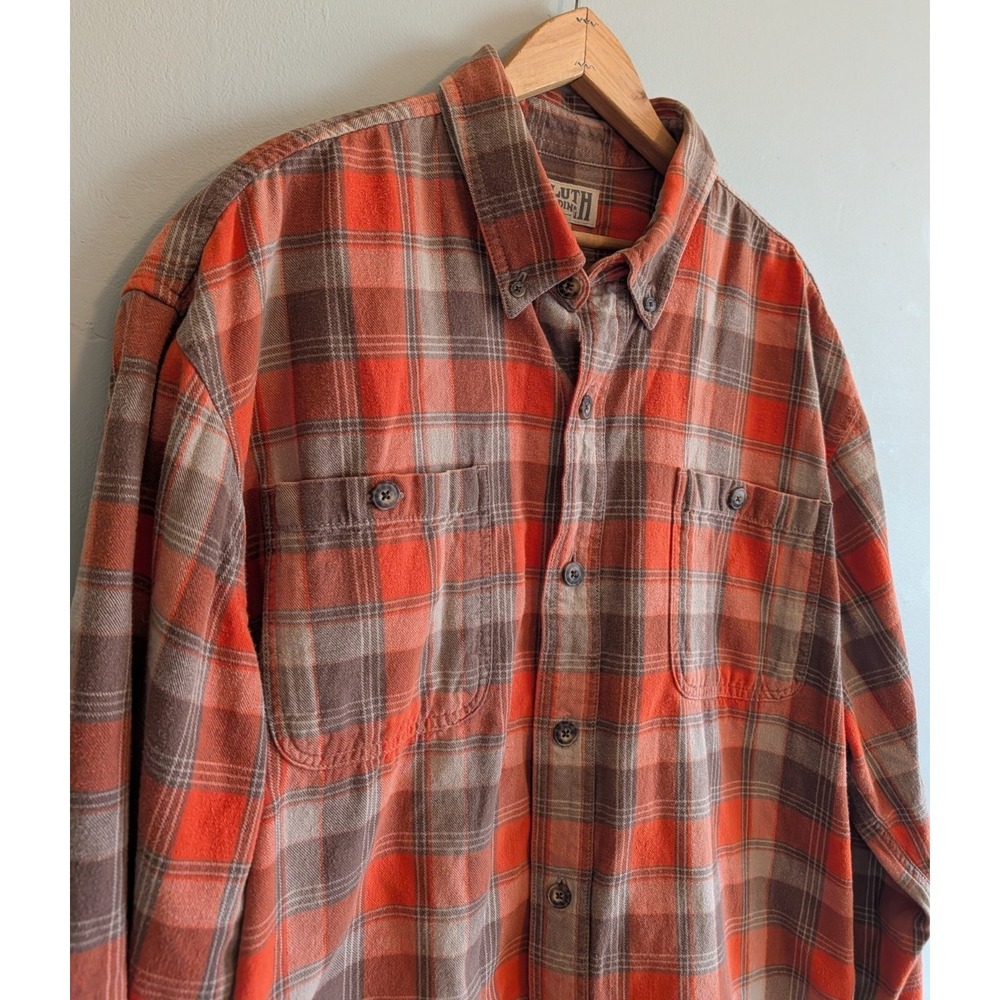 Duluth Trading Co Flannel Shirt Men's XL Heavyweight Button Up Orange Lumberjack